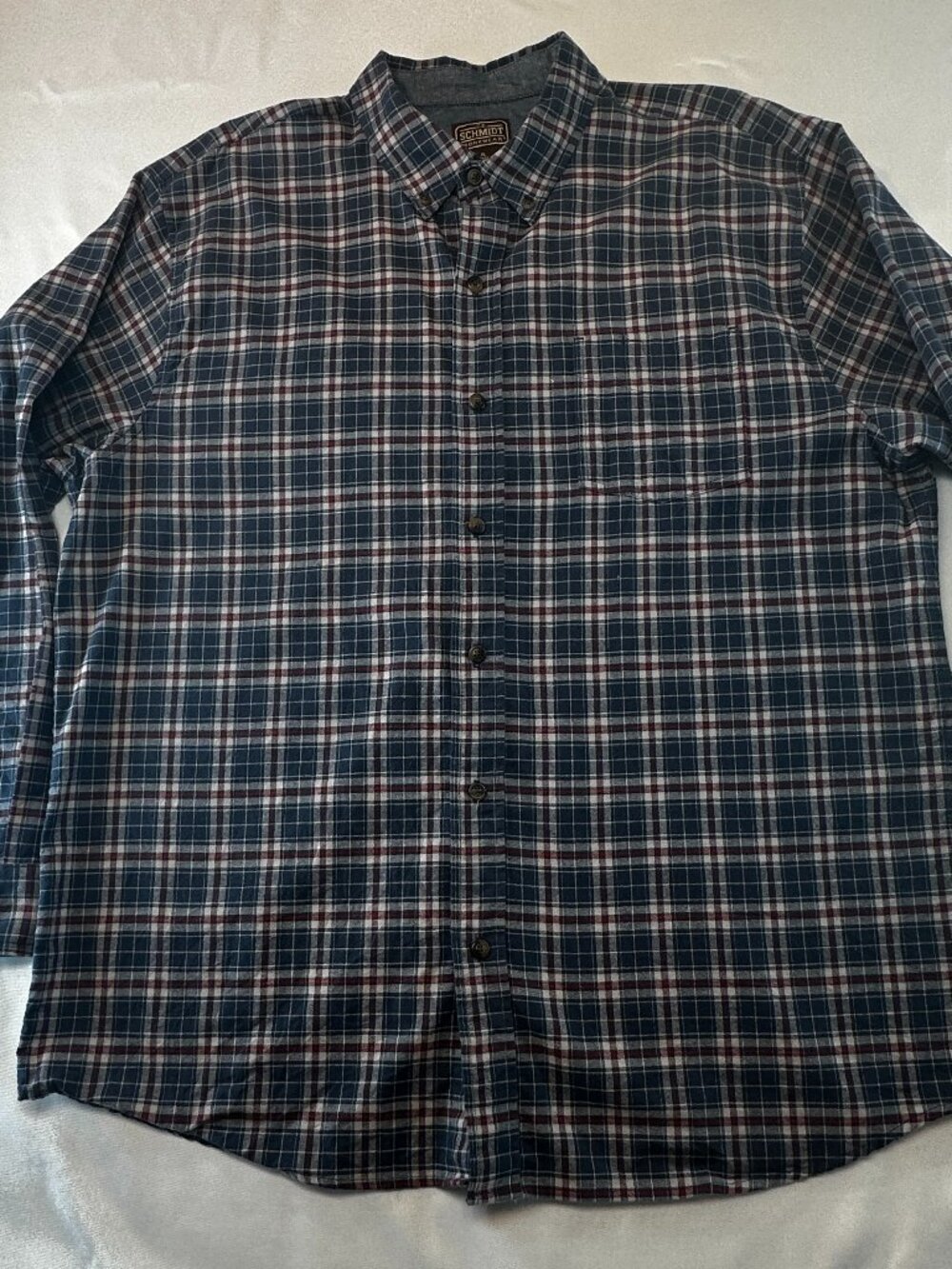 C.E. Schmidt Workwear Plaid Flannel Button Down Shirt Men’s XL Blue Red Cotton